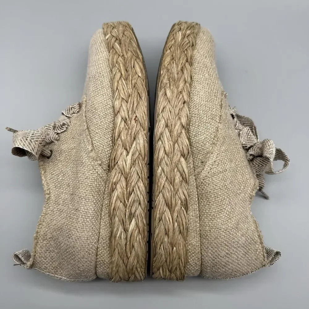 Pedro Garcia Gavi Platform Canvas Raffia Casual Espadrille Shoes Women's Sz US 9